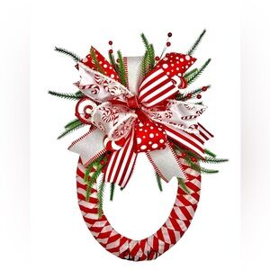 Festive Red and White Holiday Wreath